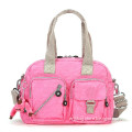 Pink Color Washer Wrinkle Fabric Ladies Handbags